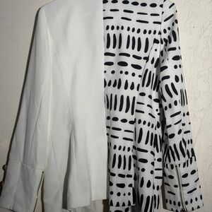 SHEIN White Blazer with Black Abstract Spots